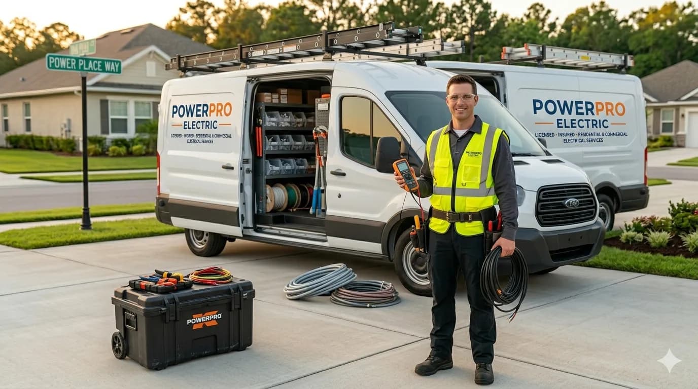 Electrician with work van