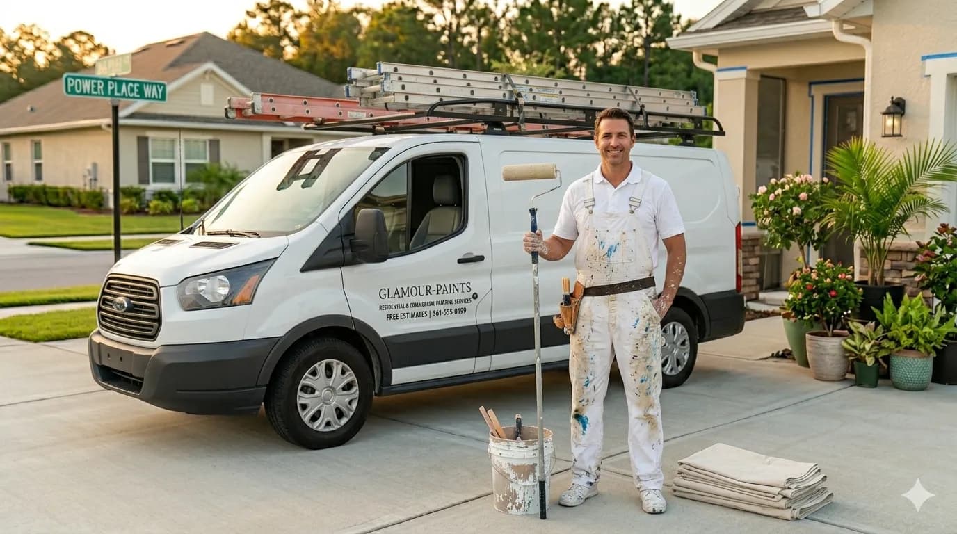 Painter with work van
